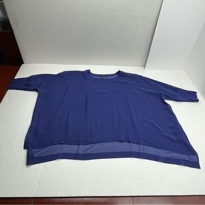 Eileen Fisher Periwinkle Purple Sheer Silk Dolman Top Womens SZ Small *TINY FLAW
